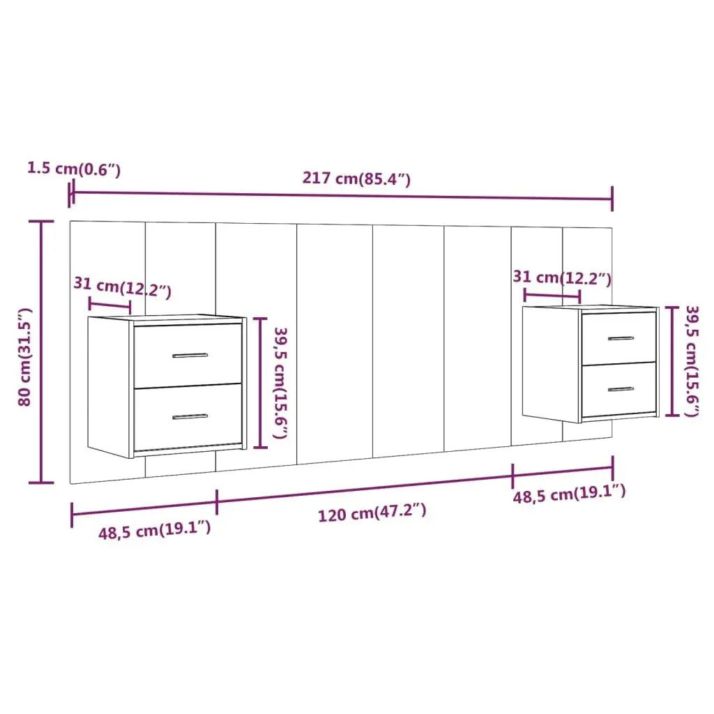 Bed Headboard with Cabinets High Gloss White Engineered Wood 3115688