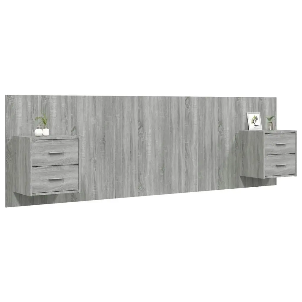 Bed Headboard with Cabinets Grey Sonoma Engineered Wood 3115714