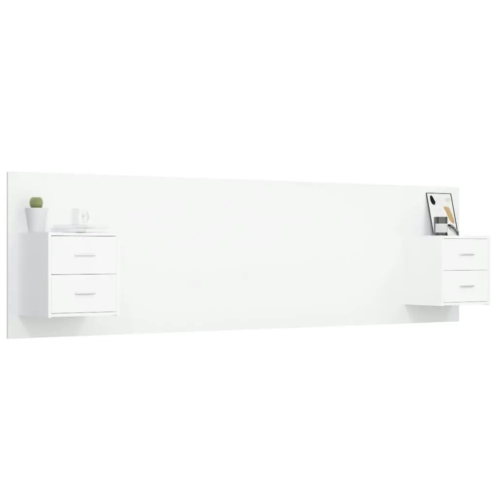 Bed Headboard with Cabinets White Engineered Wood 3115732