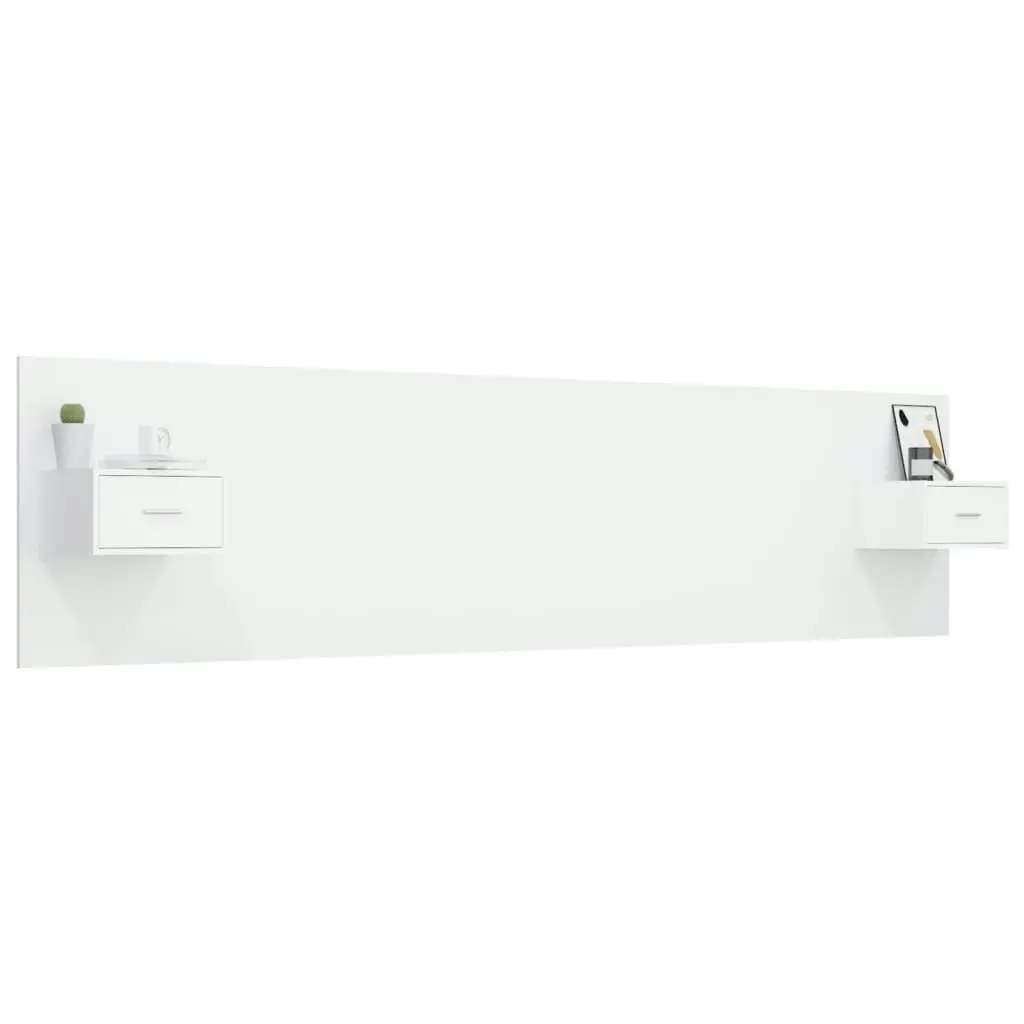 Bed Headboard with Cabinets White Engineered Wood 3115748