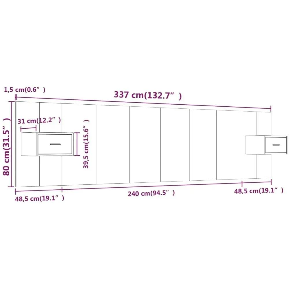 Bed Headboard with Cabinets White Engineered Wood 3115748