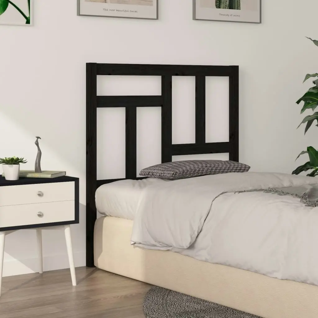 Bed Headboard Black 95.5 cm Solid Wood Pine 818954