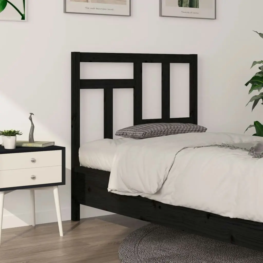 Bed Headboard Black 95.5 cm Solid Wood Pine 818954