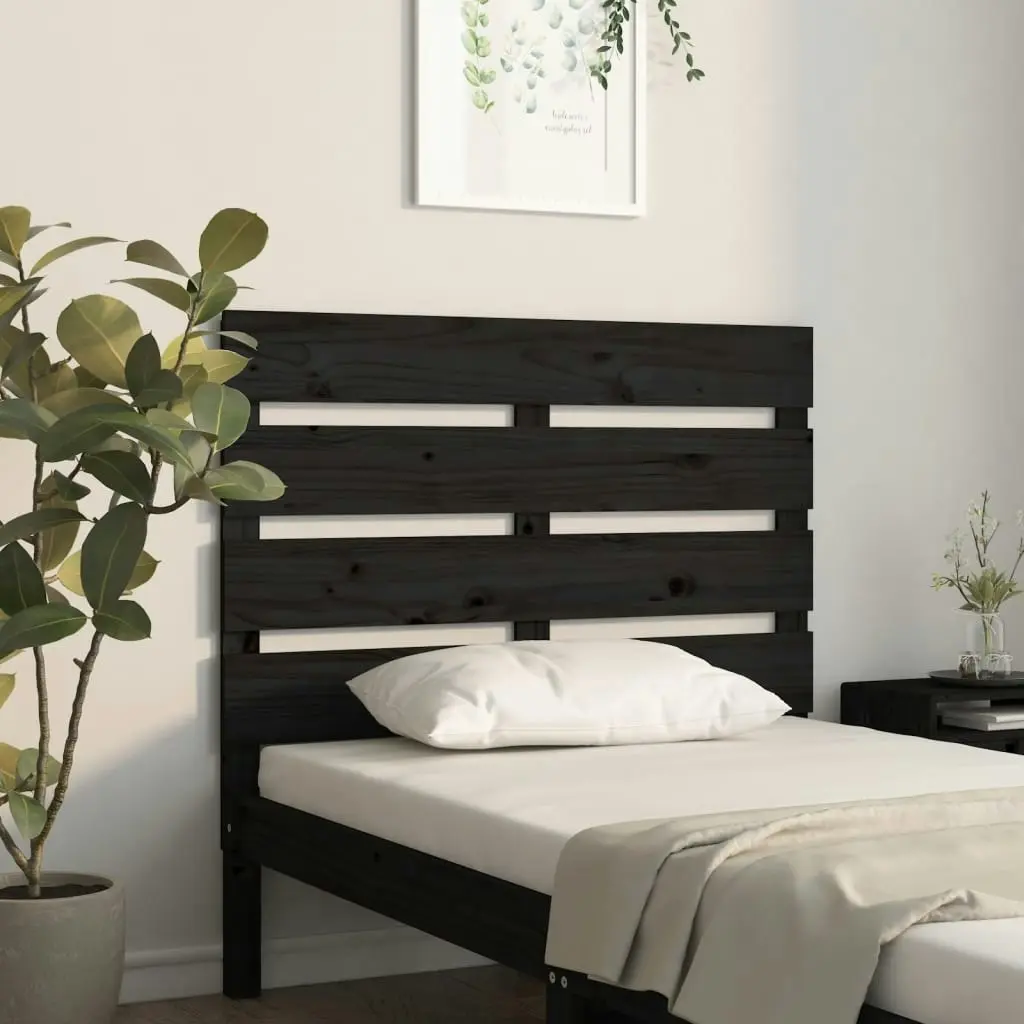 Headboard Black 100x3x80 cm Solid Wood Pine 821336