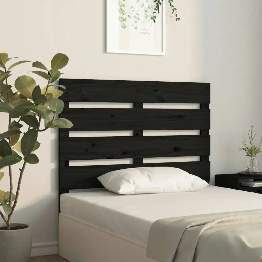 Headboard Black 100x3x80 cm Solid Wood Pine 821336