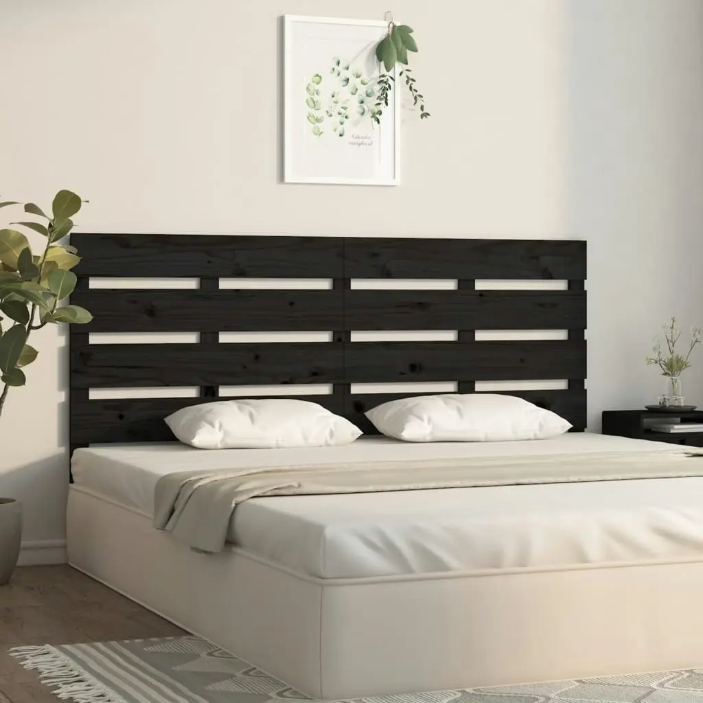 Headboard Black 180 cm Solid Wood Pine 821361