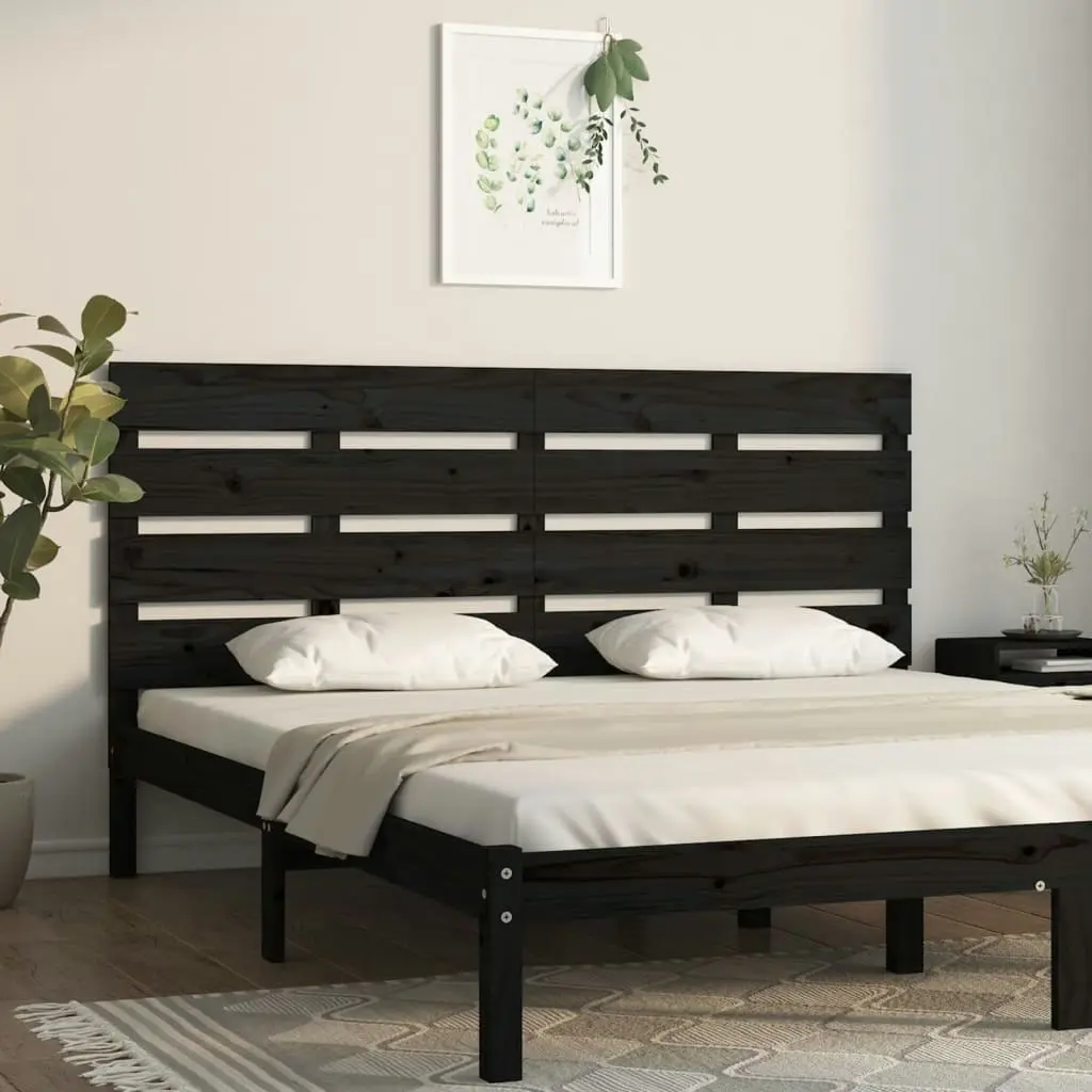 Headboard Black 180 cm Solid Wood Pine 821361