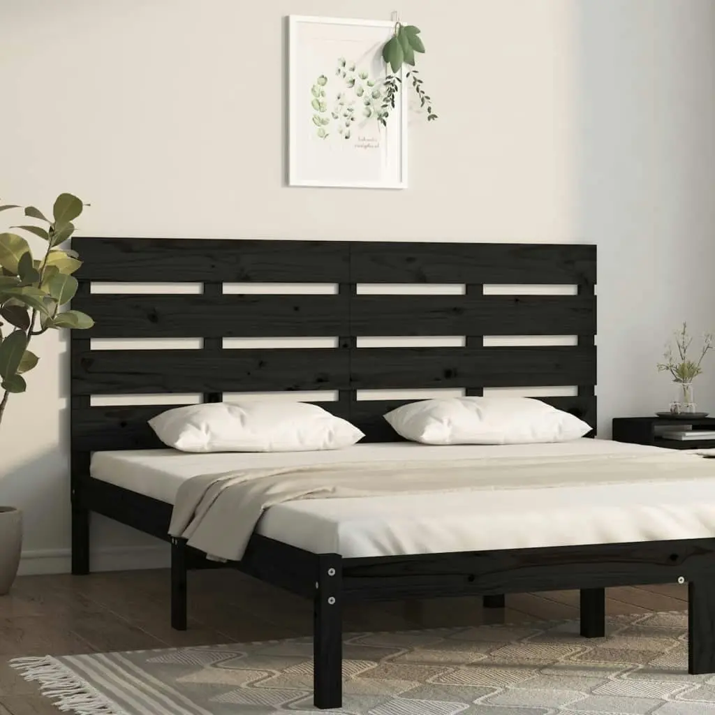 Headboard Black 150 cm Solid Wood Pine 821351