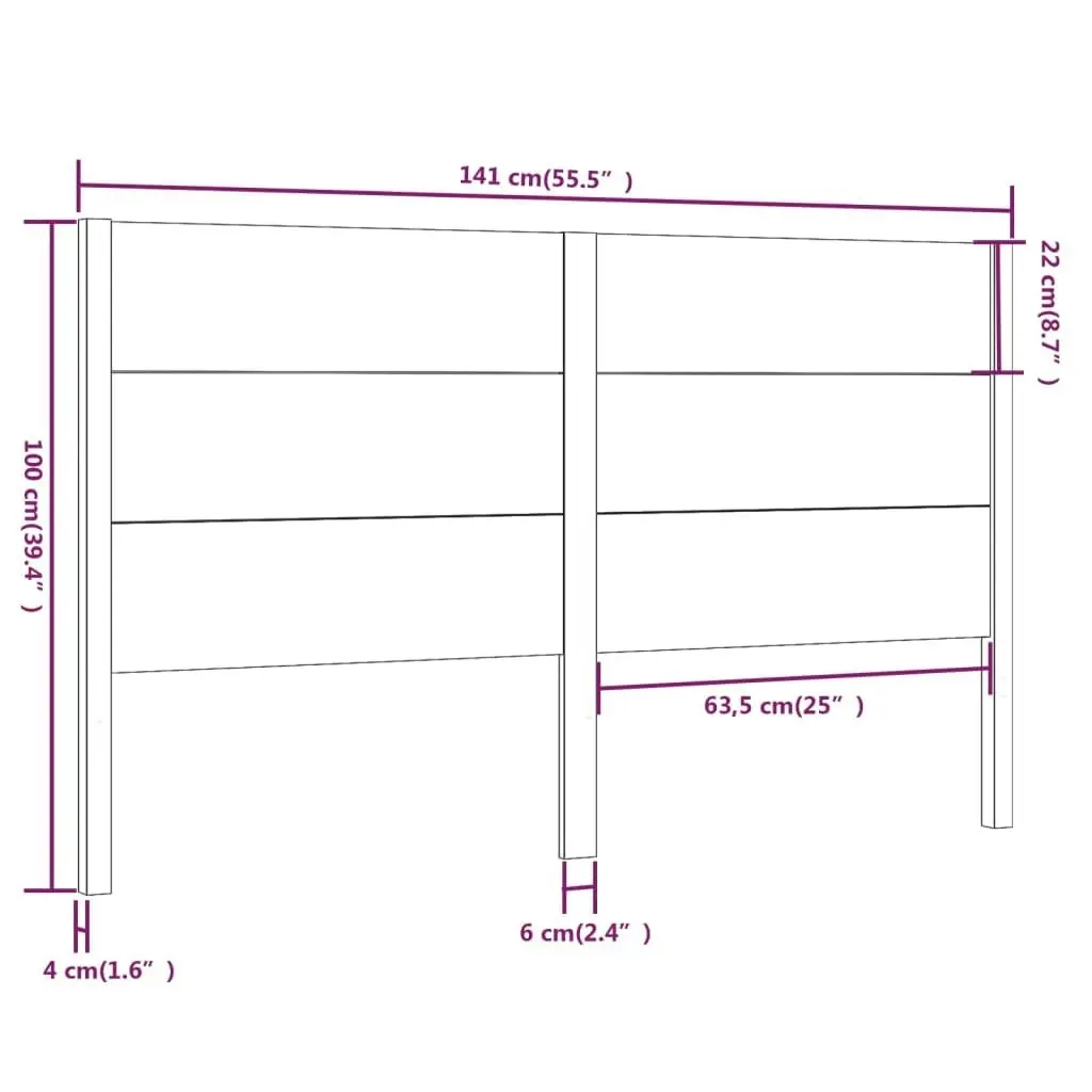 Headboard Black 141 cm Solid Wood Pine 818719