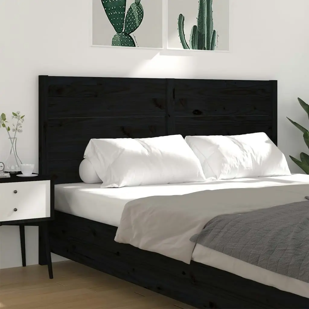 Headboard Black 141 cm Solid Wood Pine 818719