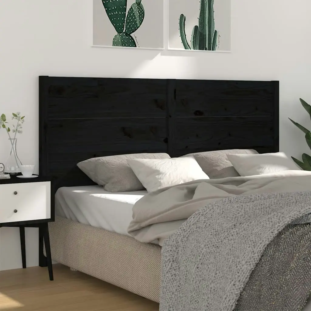 Headboard Black 141 cm Solid Wood Pine 818719