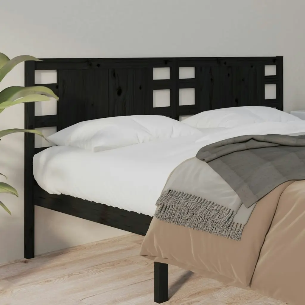 Headboard Black 141 cm Solid Wood Pine 818769