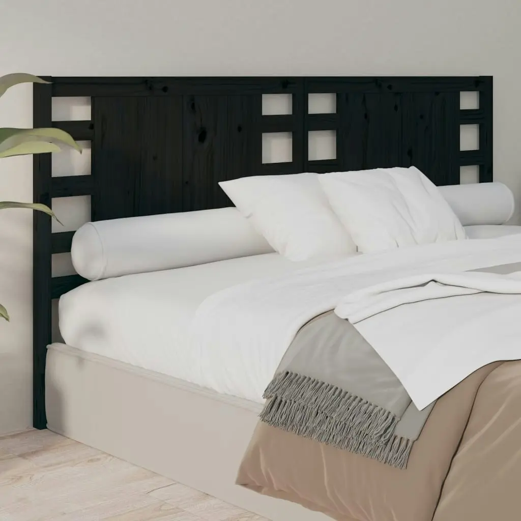 Headboard Black 141 cm Solid Wood Pine 818769