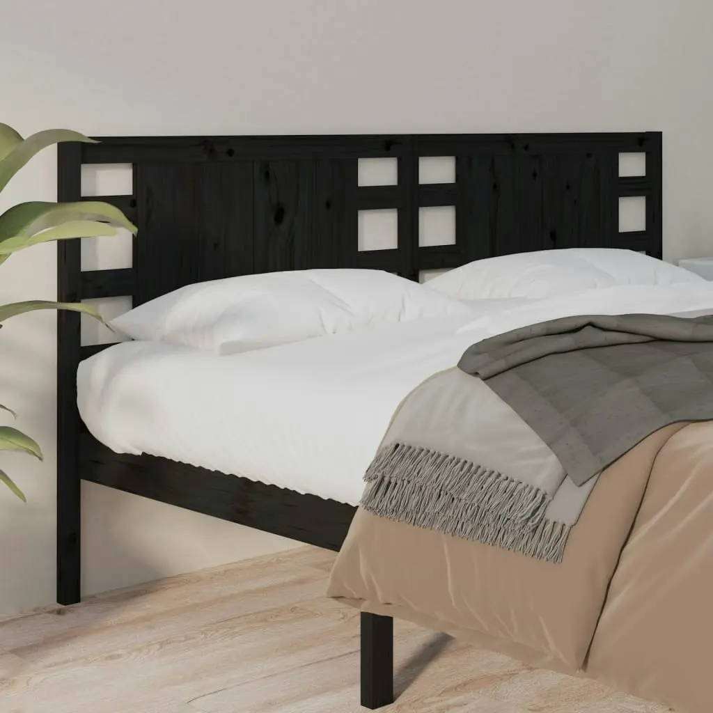 Headboard Black 156 cm Solid Wood Pine 818779