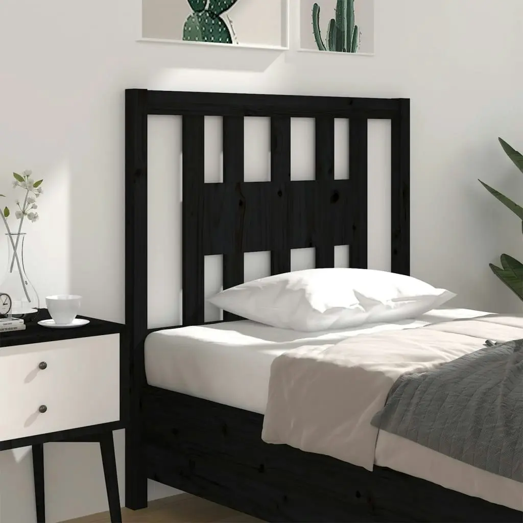 Headboard Black 96 cm Solid Wood Pine 818654