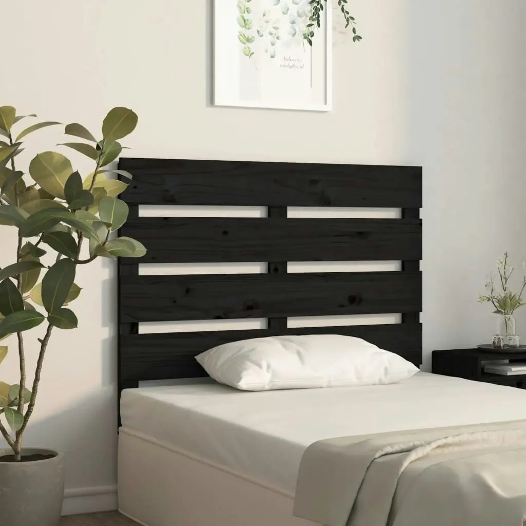 Headboard Black 75 cm Solid Wood Pine 821371