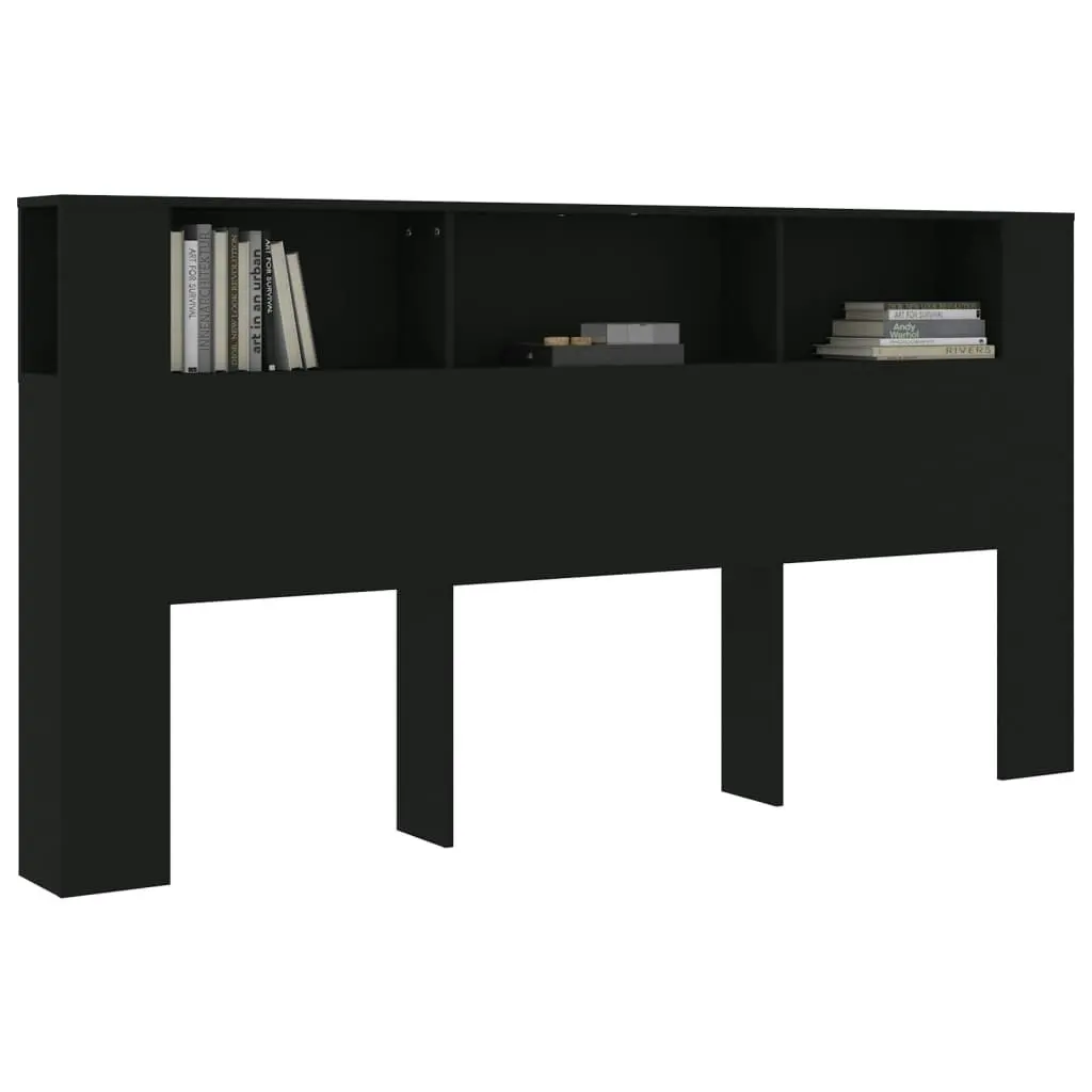 Headboard Cabinet Black 200x18.5x104.5 cm 811953