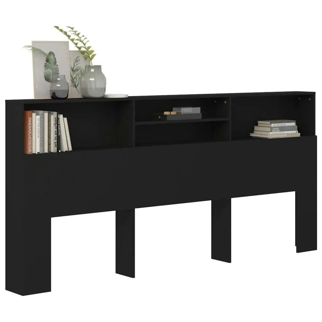 Headboard Cabinet Black 220x19x103.5 cm 811899