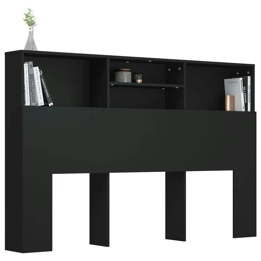 Headboard Cabinet Black 160x19x103.5 cm 811872