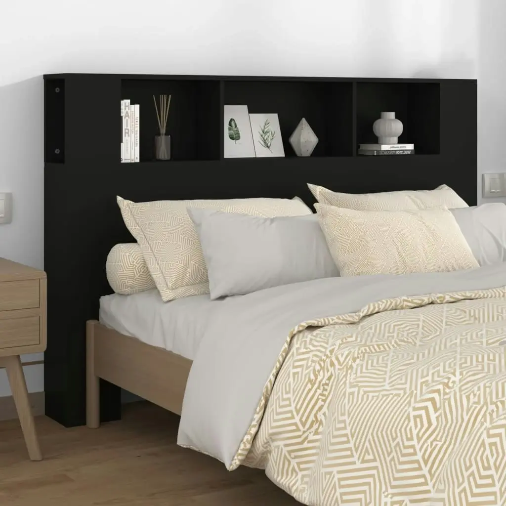 Headboard Cabinet Black 160x18.5x104.5 cm 811935