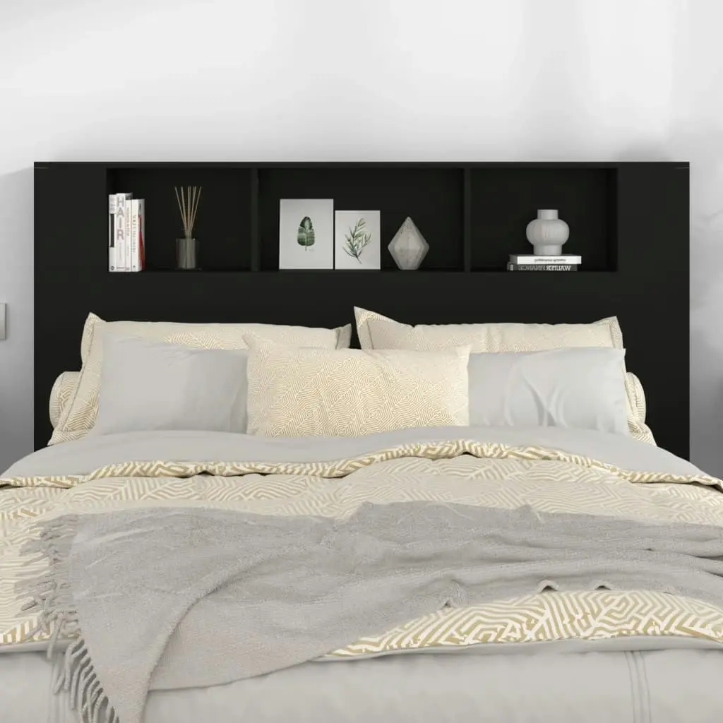 Headboard Cabinet Black 160x18.5x104.5 cm 811935