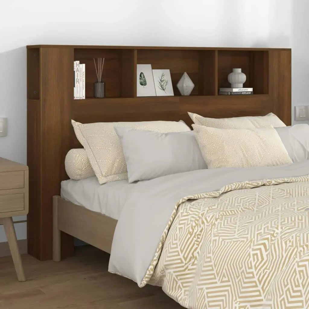 Headboard Cabinet Brown Oak 160x18.5x104.5 cm 817275