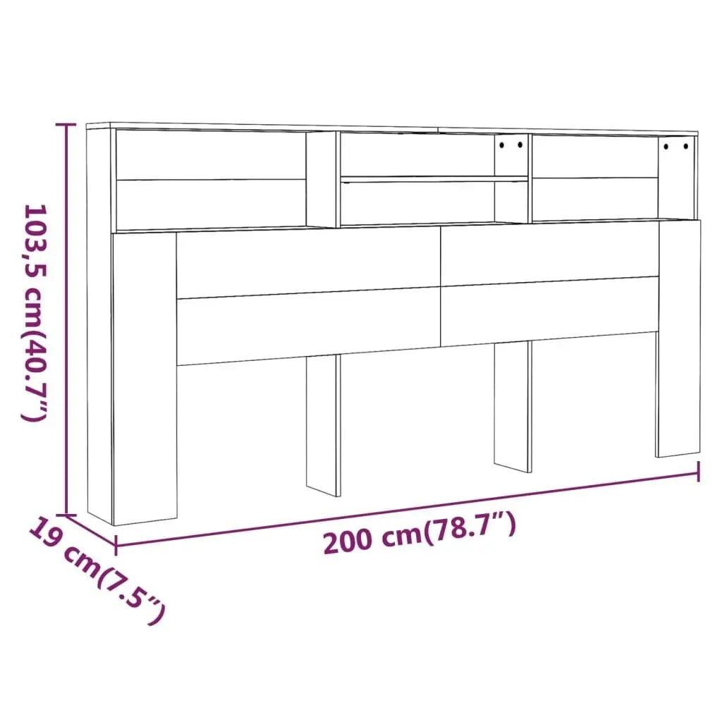 Headboard Cabinet Brown Oak 200x19x103.5 cm 817260