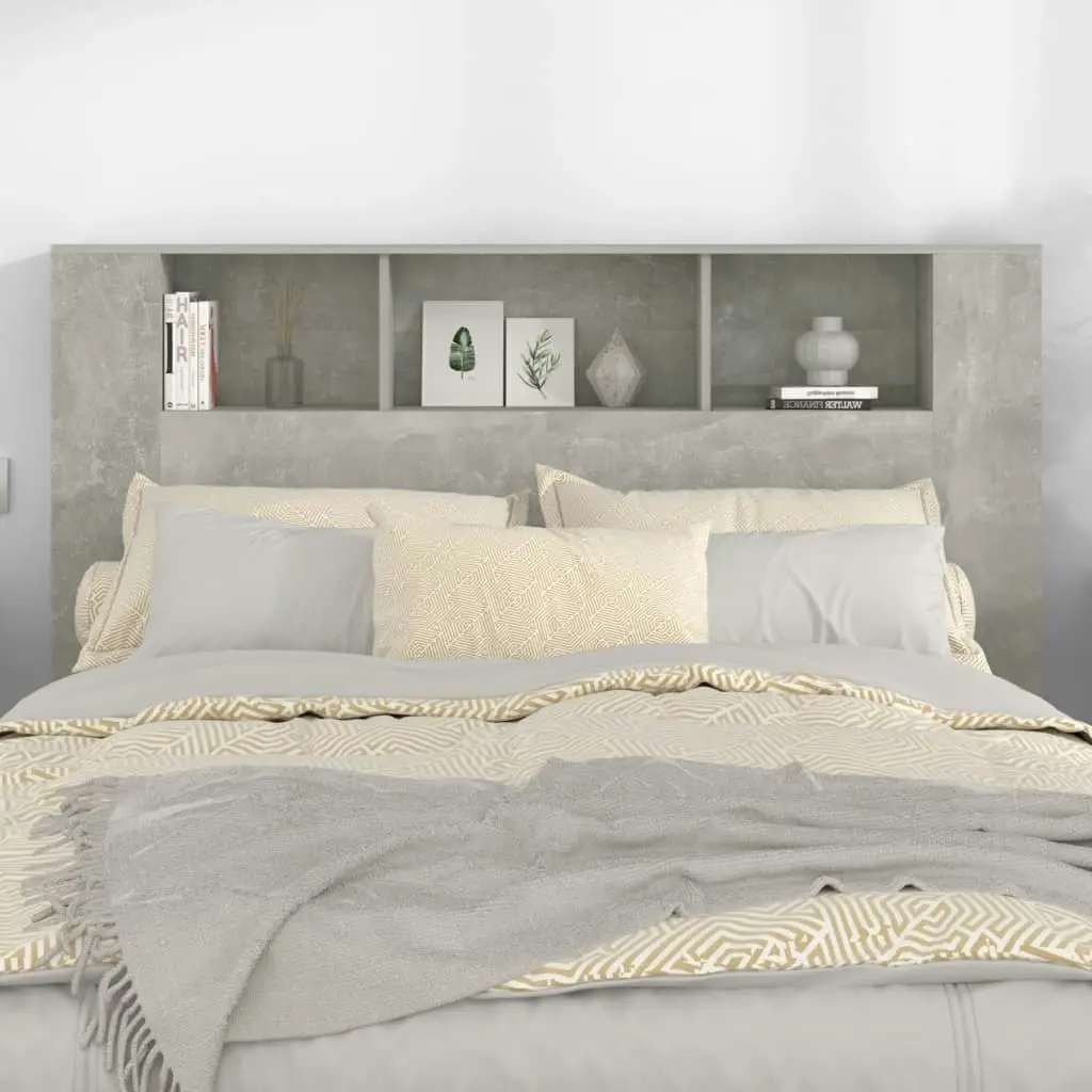 Headboard Cabinet Concrete Grey 160x18.5x104.5 cm 811938