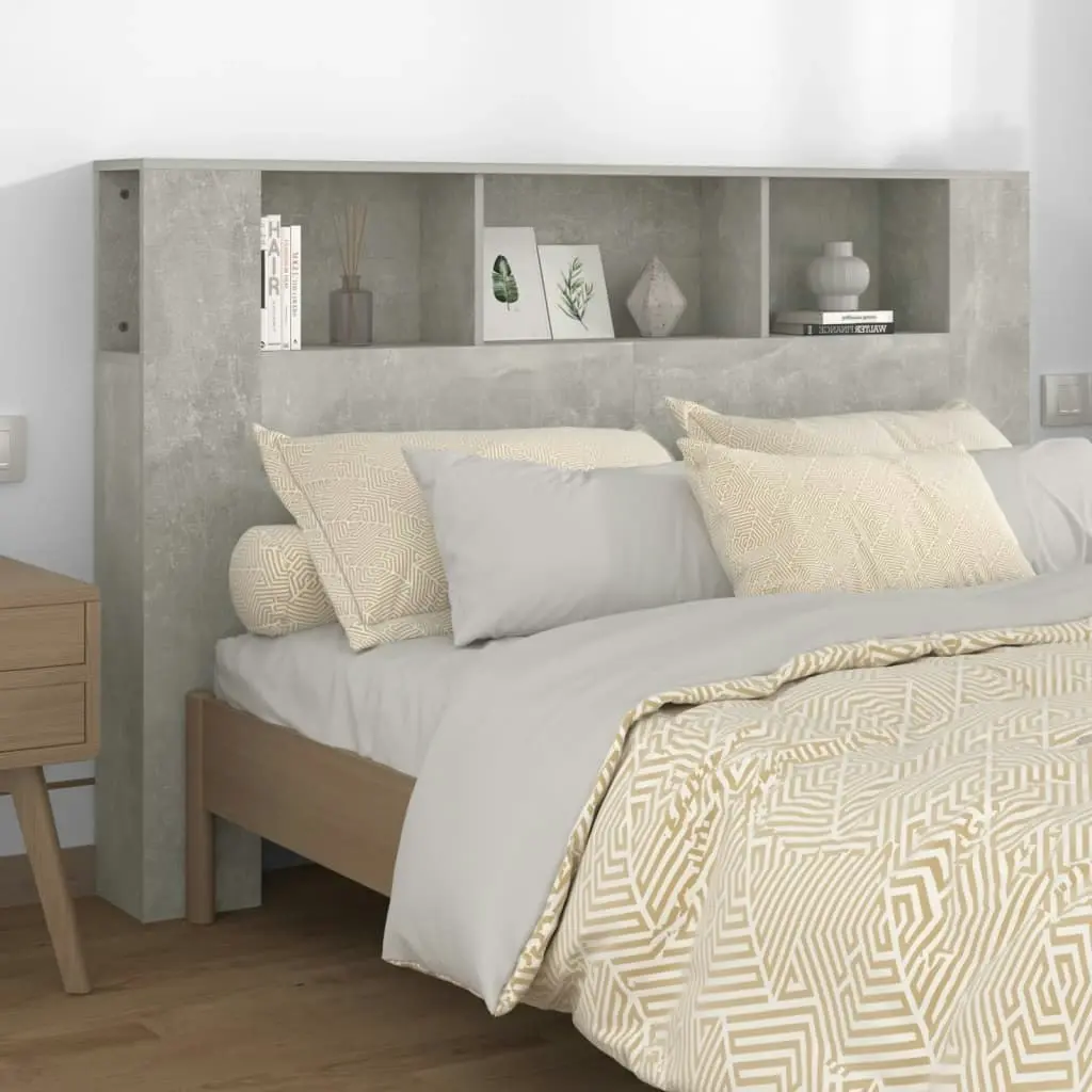 Headboard Cabinet Concrete Grey 160x18.5x104.5 cm 811938