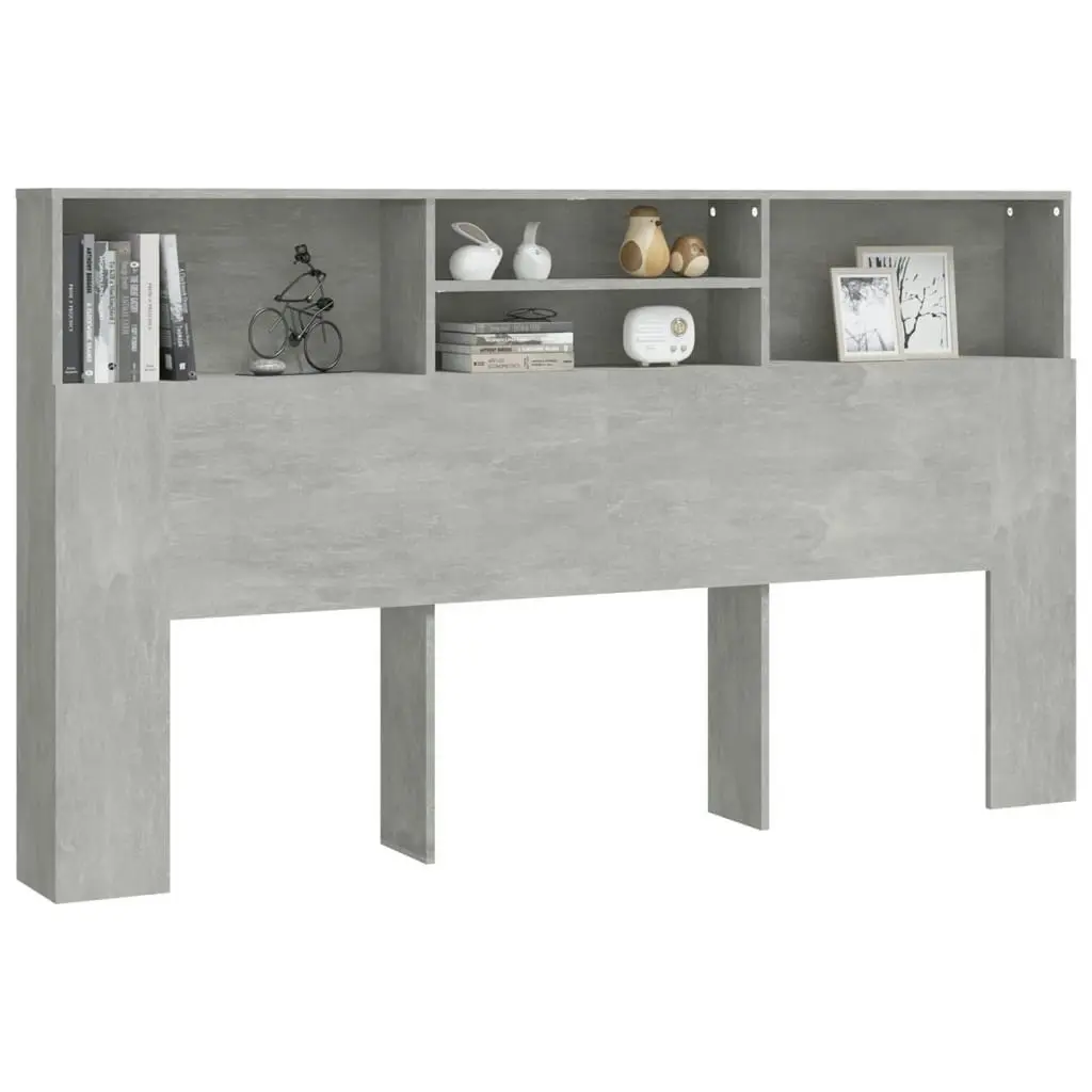 Headboard Cabinet Concrete Grey 180x19x103.5 cm 811884