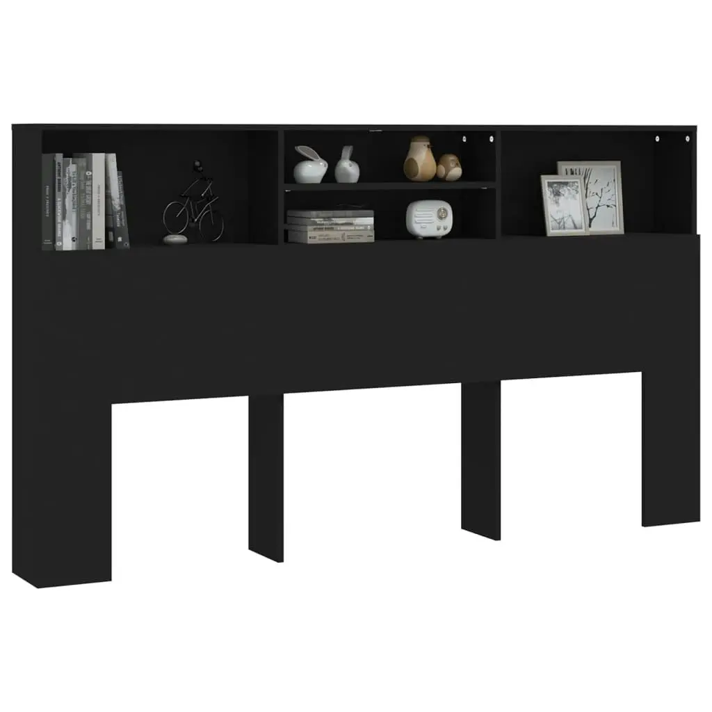 Headboard Cabinet Black 180x19x103.5 cm 811881