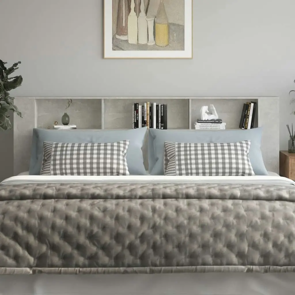 Headboard Cabinet Concrete Grey 220x18.5x104.5 cm 811965