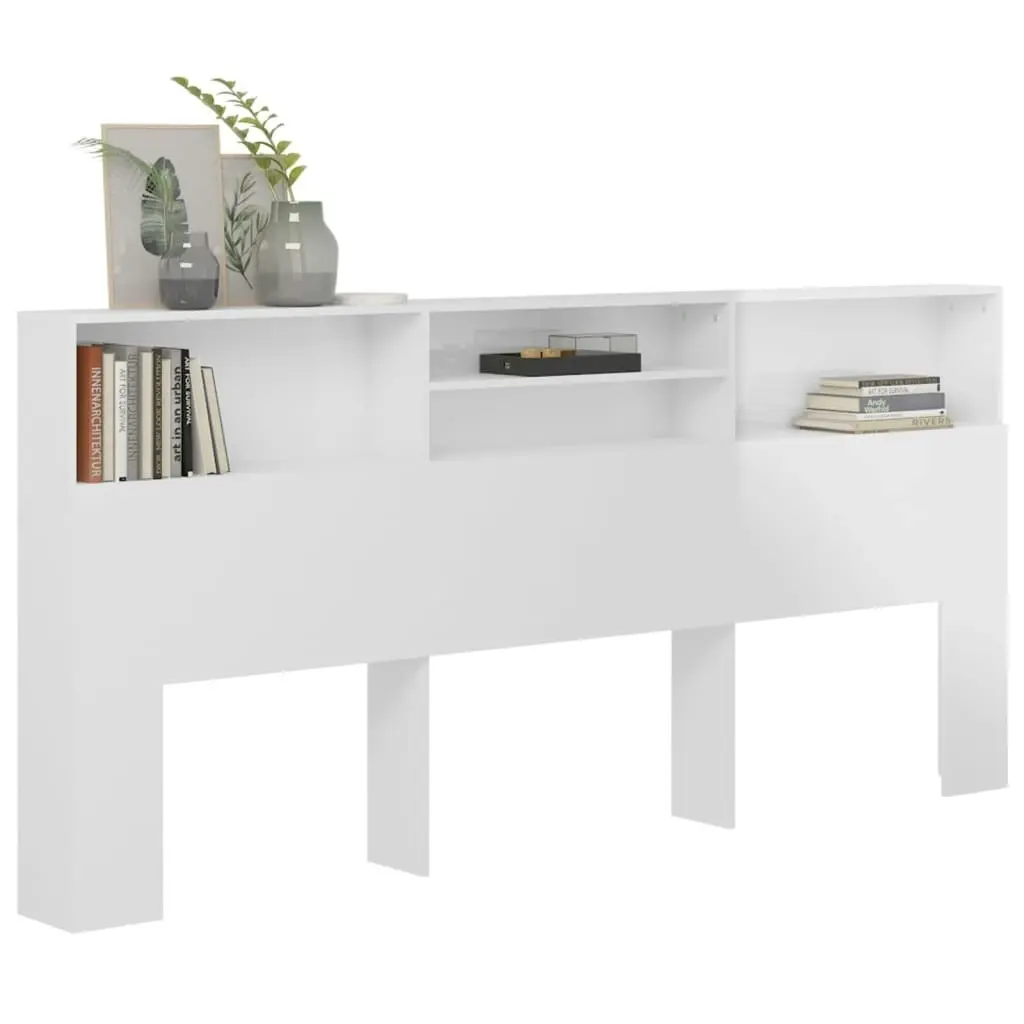 Headboard Cabinet High Gloss White 220x19x103.5 cm 811904