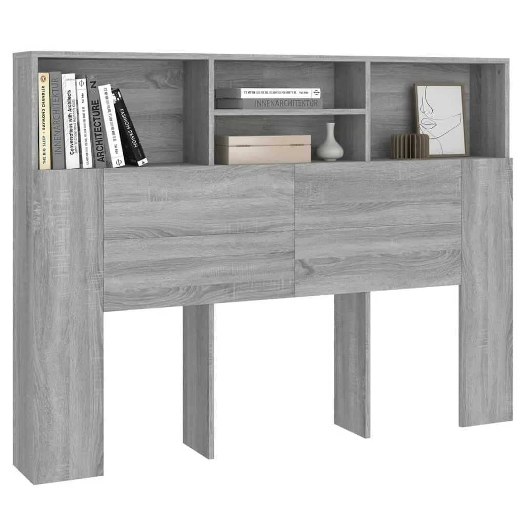 Headboard Cabinet Grey Sonoma 140x19x103.5 cm 817250