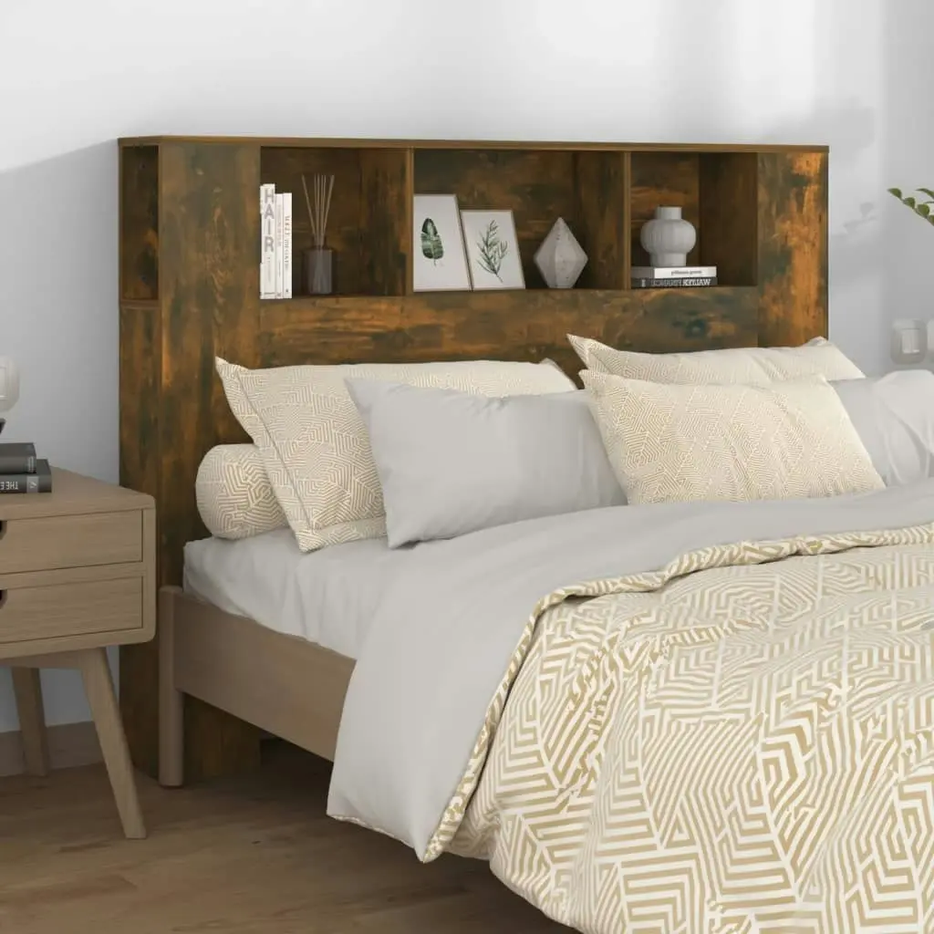 Headboard Cabinet Smoked Oak 140x18.5x104.5 cm 817270