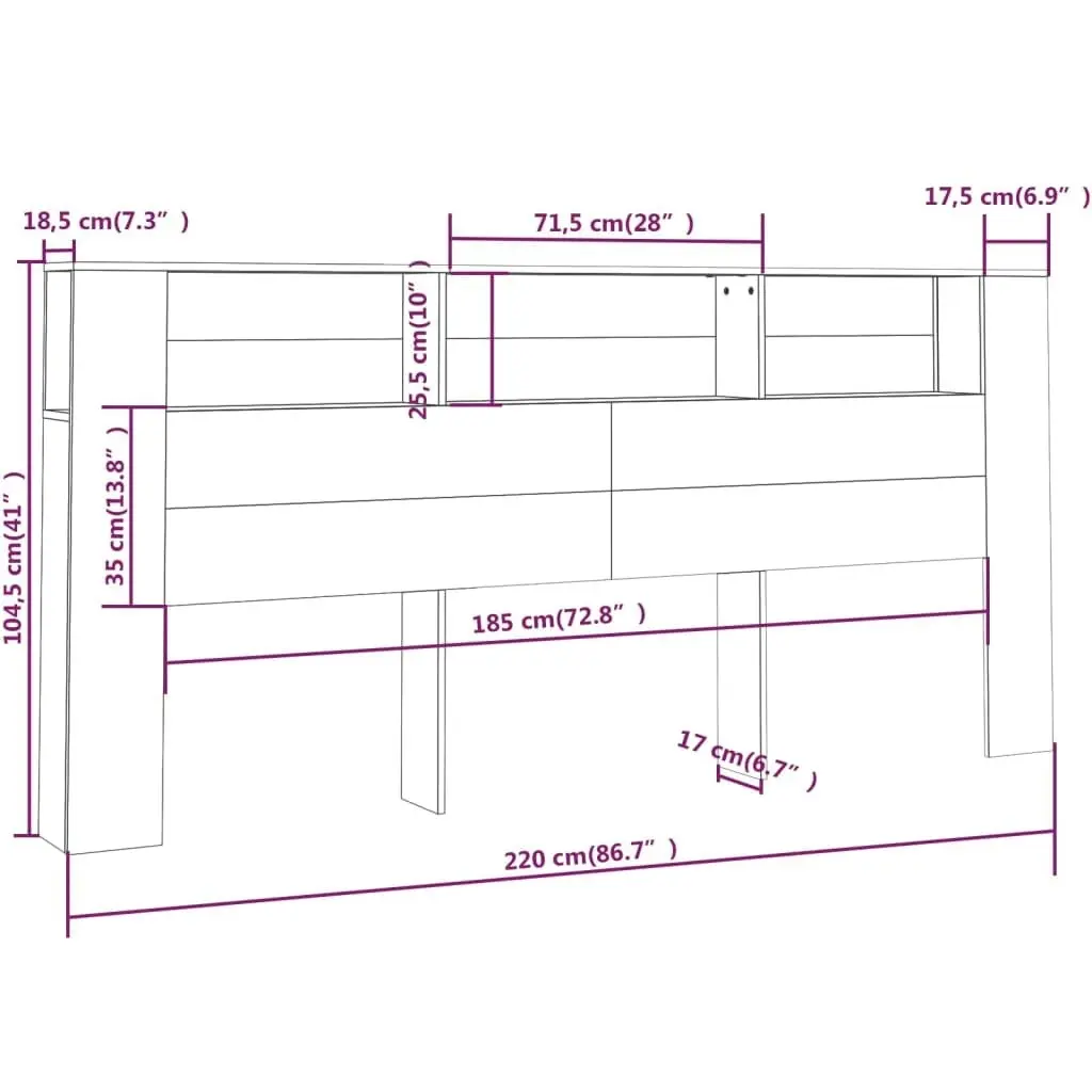 Headboard Cabinet Sonoma Oak 220x18.5x104.5 cm 811964