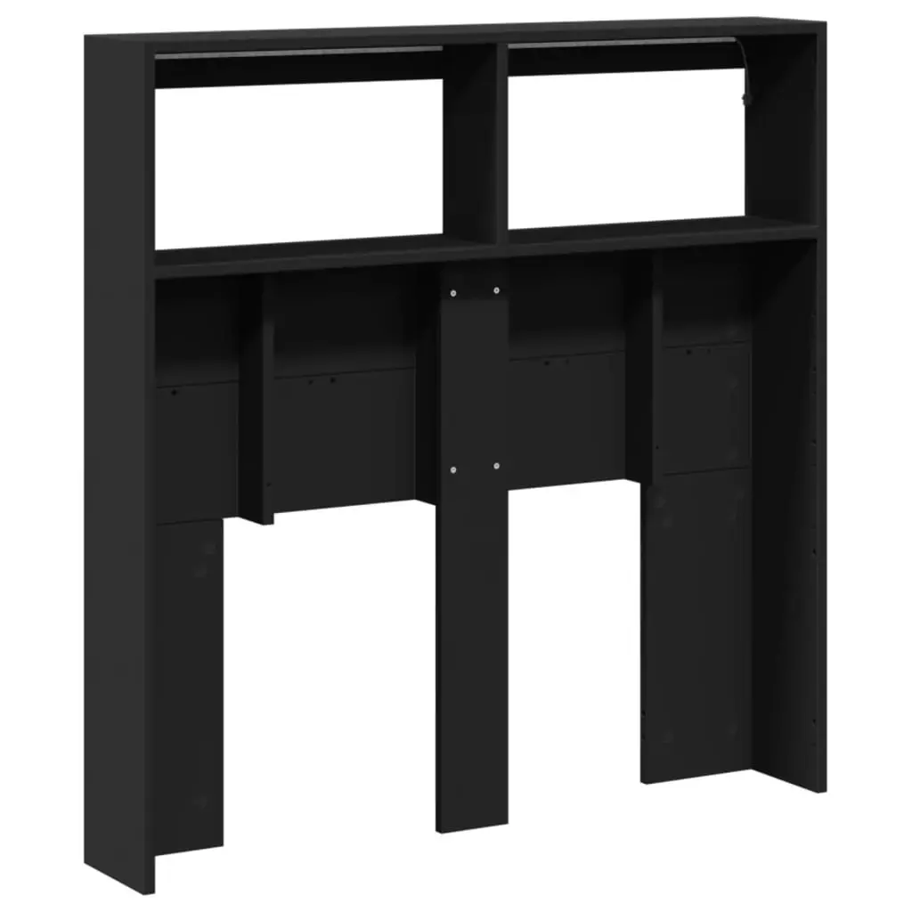 Headboard Cabinet with LED Black 100x17x102 cm 839183