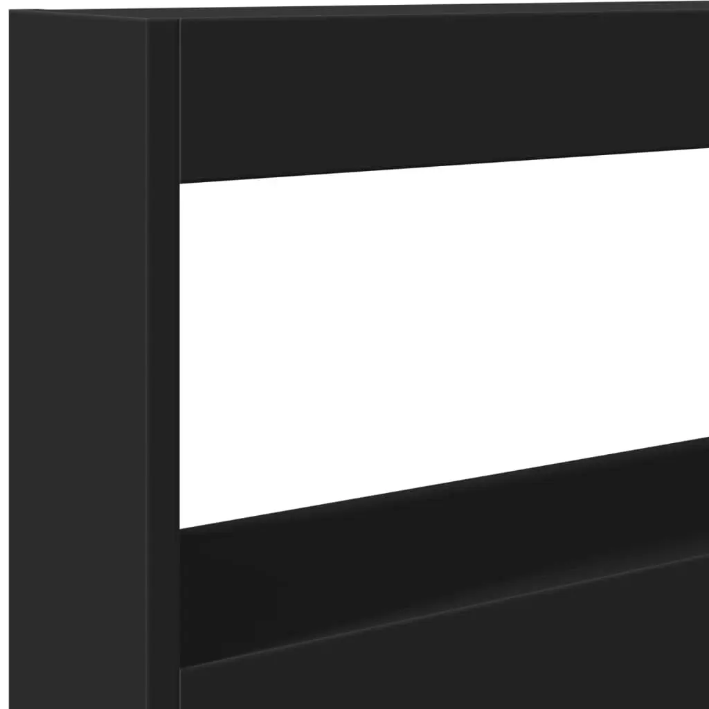 Headboard Cabinet with LED Black 100x17x102 cm 839183