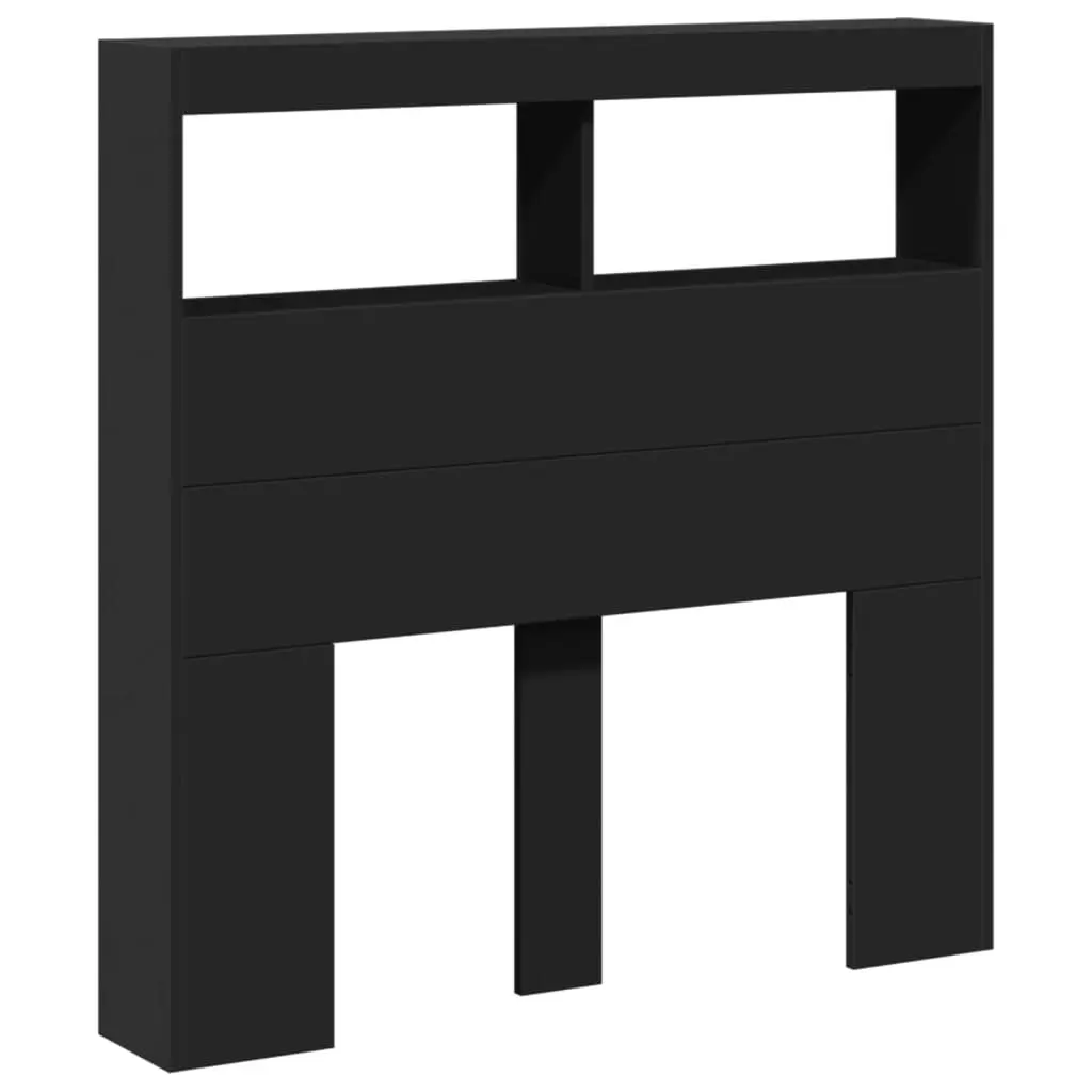 Headboard Cabinet with LED Black 100x17x102 cm 839183