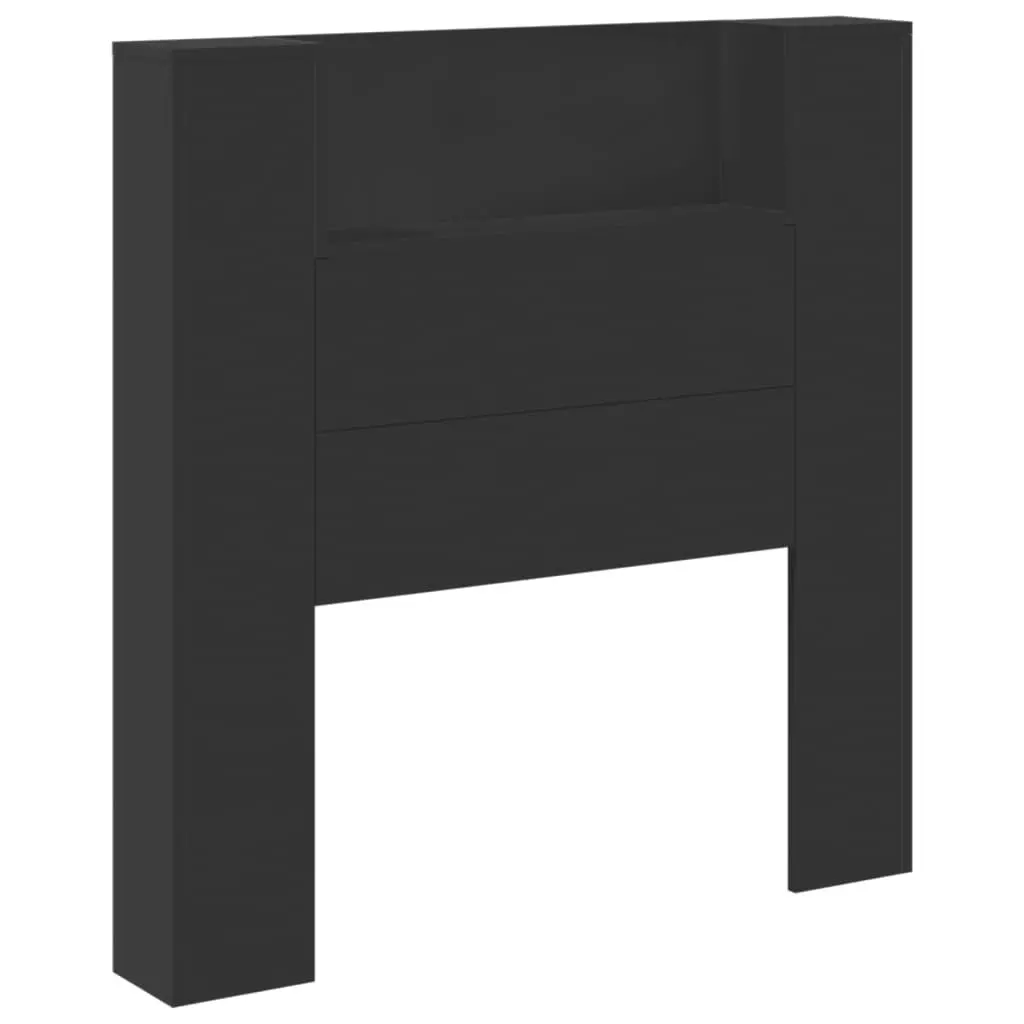 Headboard Cabinet with LED Black 100x16.5x103.5 cm 839232