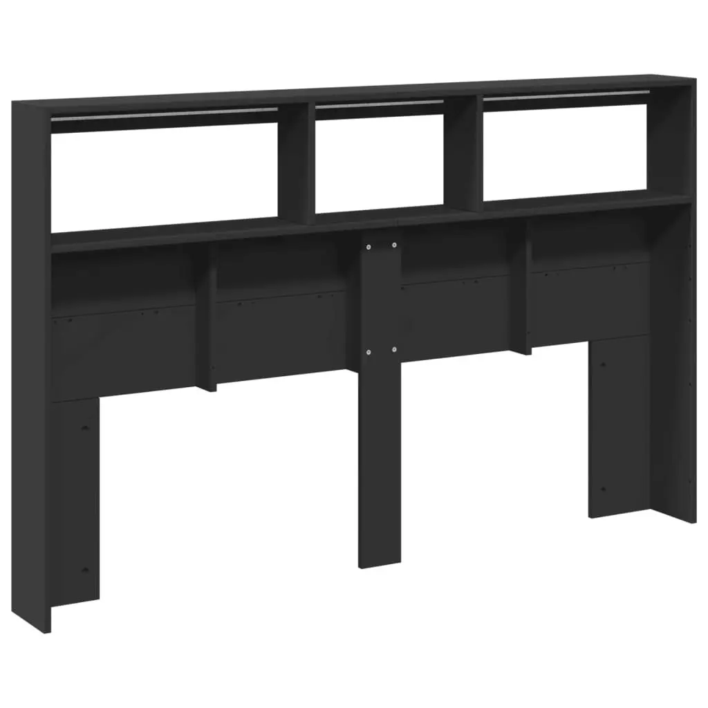 Headboard Cabinet with LED Black 160x17x102 cm 839204