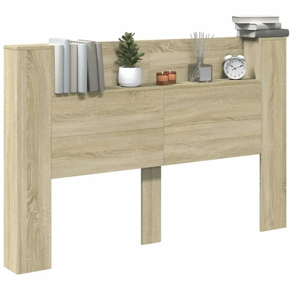 Headboard Cabinet with LED Sonoma Oak 160x16.5x103.5 cm 839254