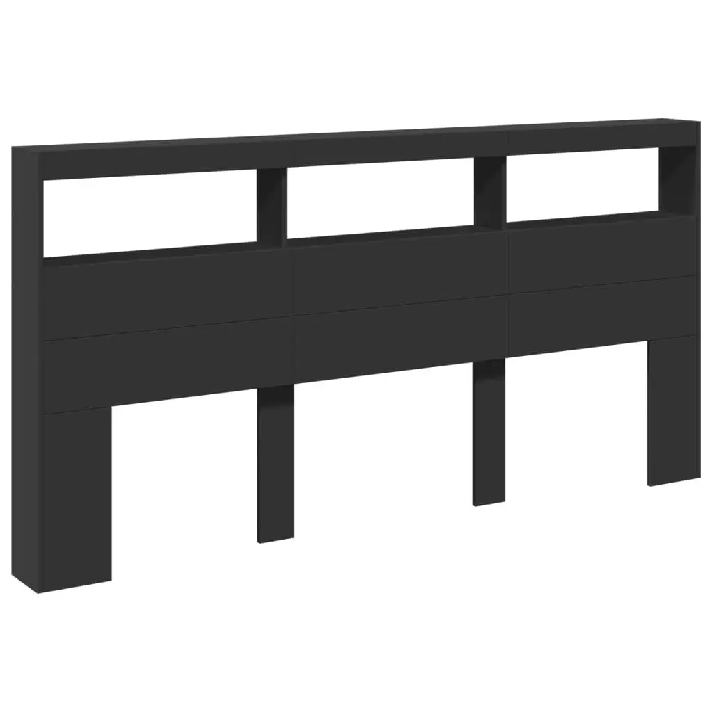 Headboard Cabinet with LED Black 200x17x102 cm 839218