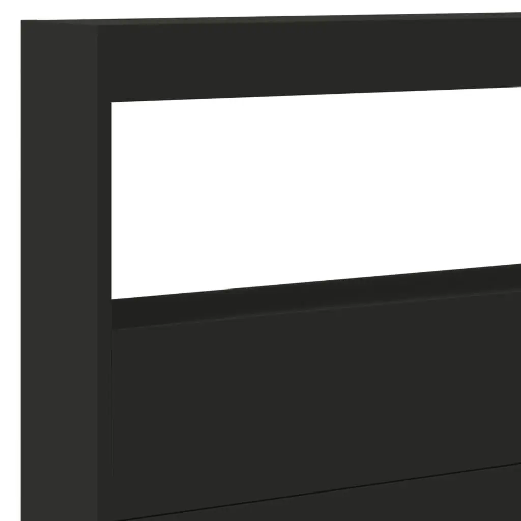 Headboard Cabinet with LED Black 220x17x102 cm 839225