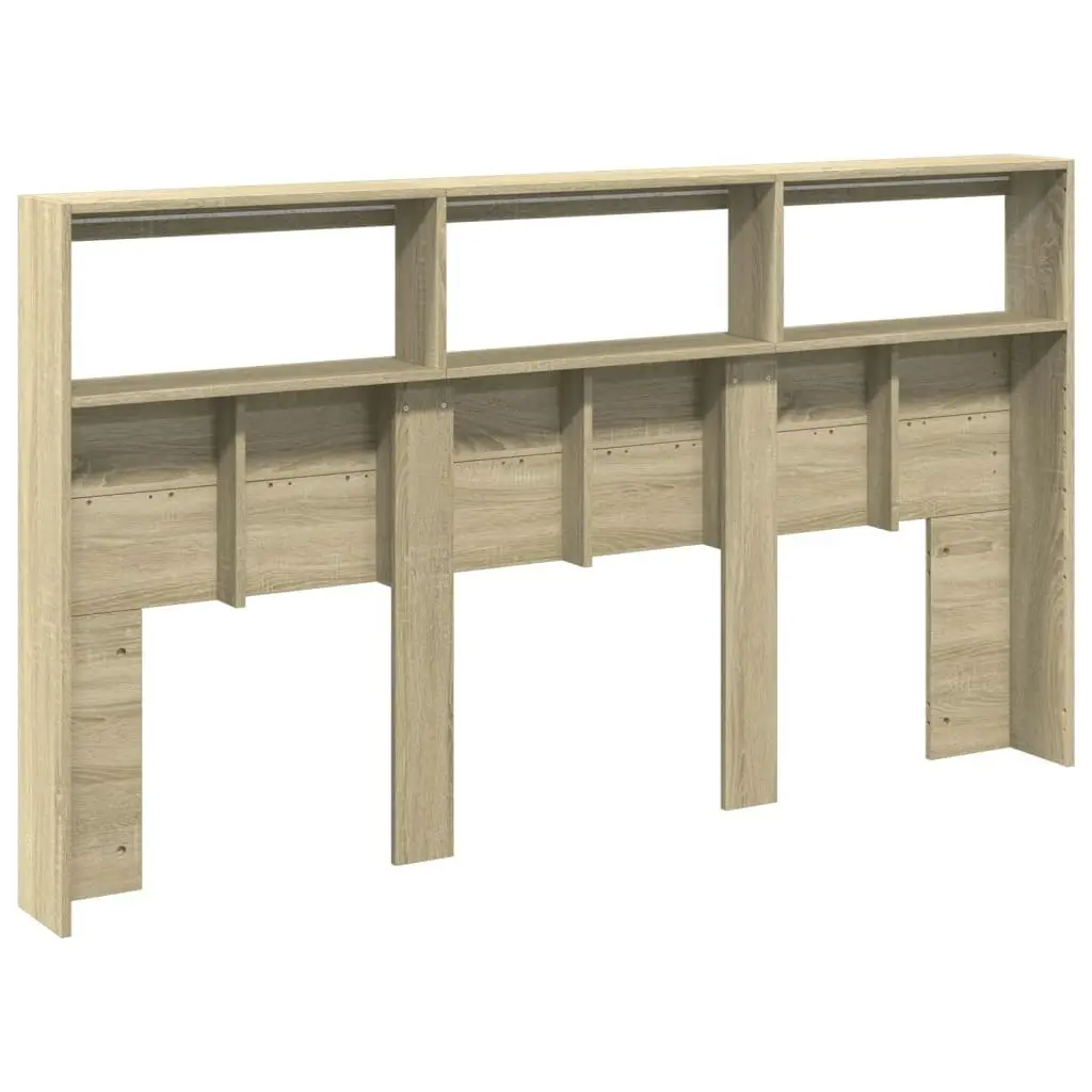 Headboard Cabinet with LED Sonoma Oak 180x17x102 cm 839212