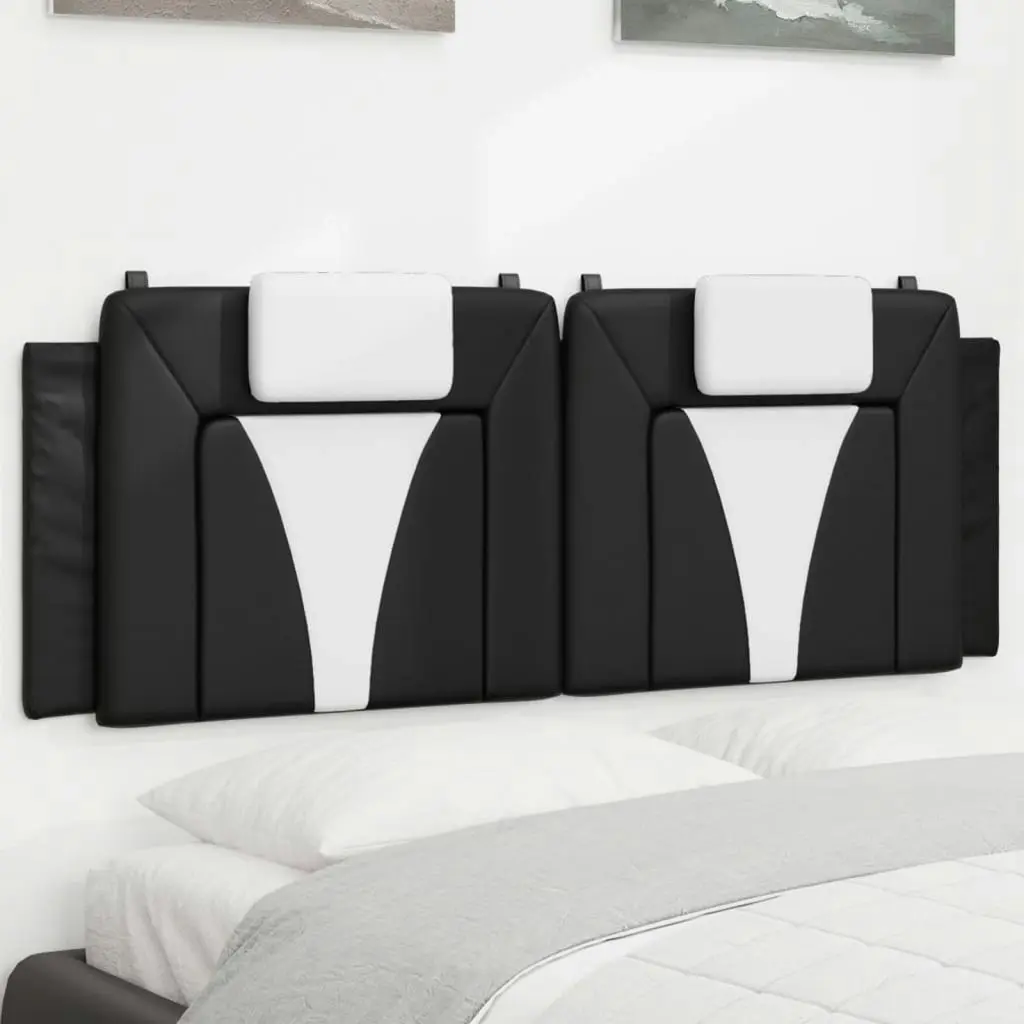 Headboard Cushion Black and White 152 cm Faux Leather 374823