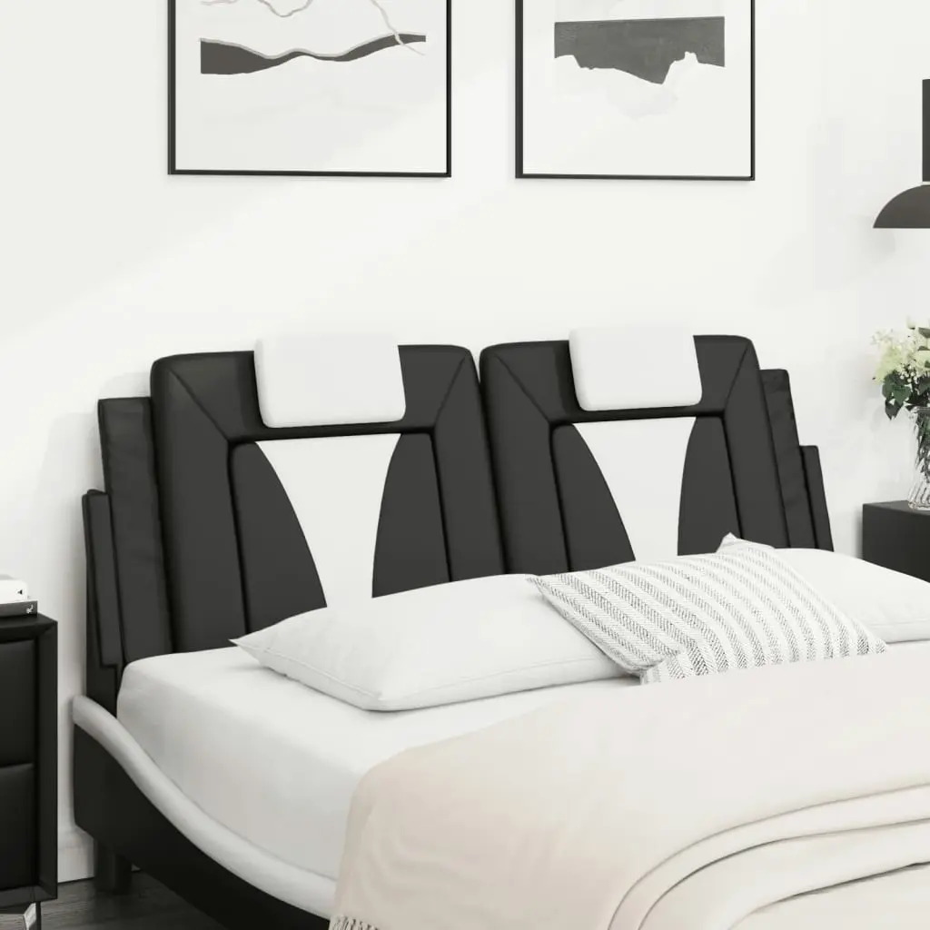 Headboard Cushion Black and White 152 cm Faux Leather 374823