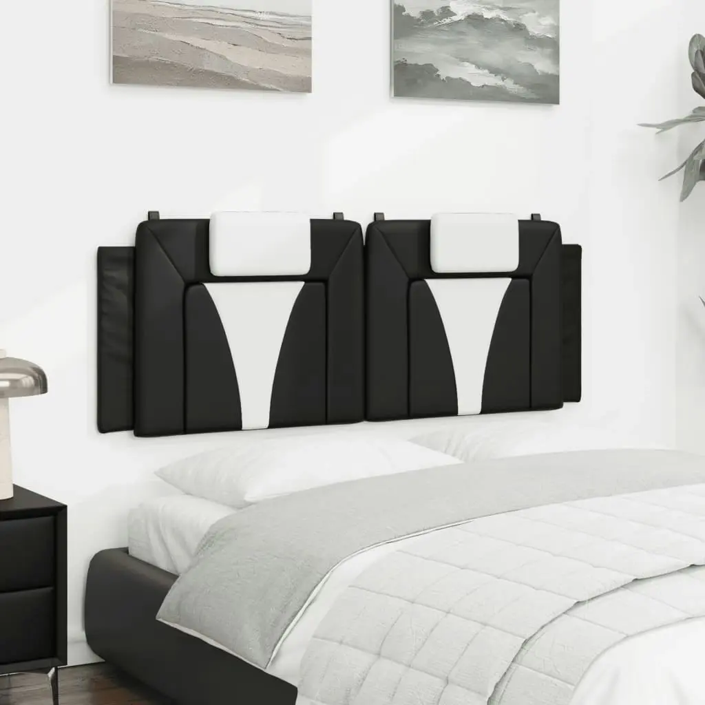 Headboard Cushion Black and White 152 cm Faux Leather 374823