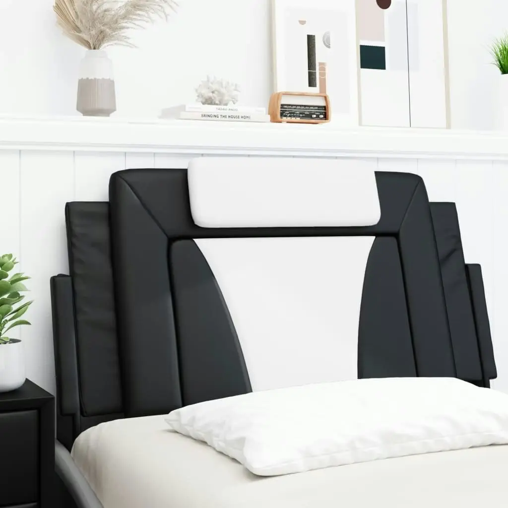 Headboard Cushion Black and White 107 cm Faux Leather 374828