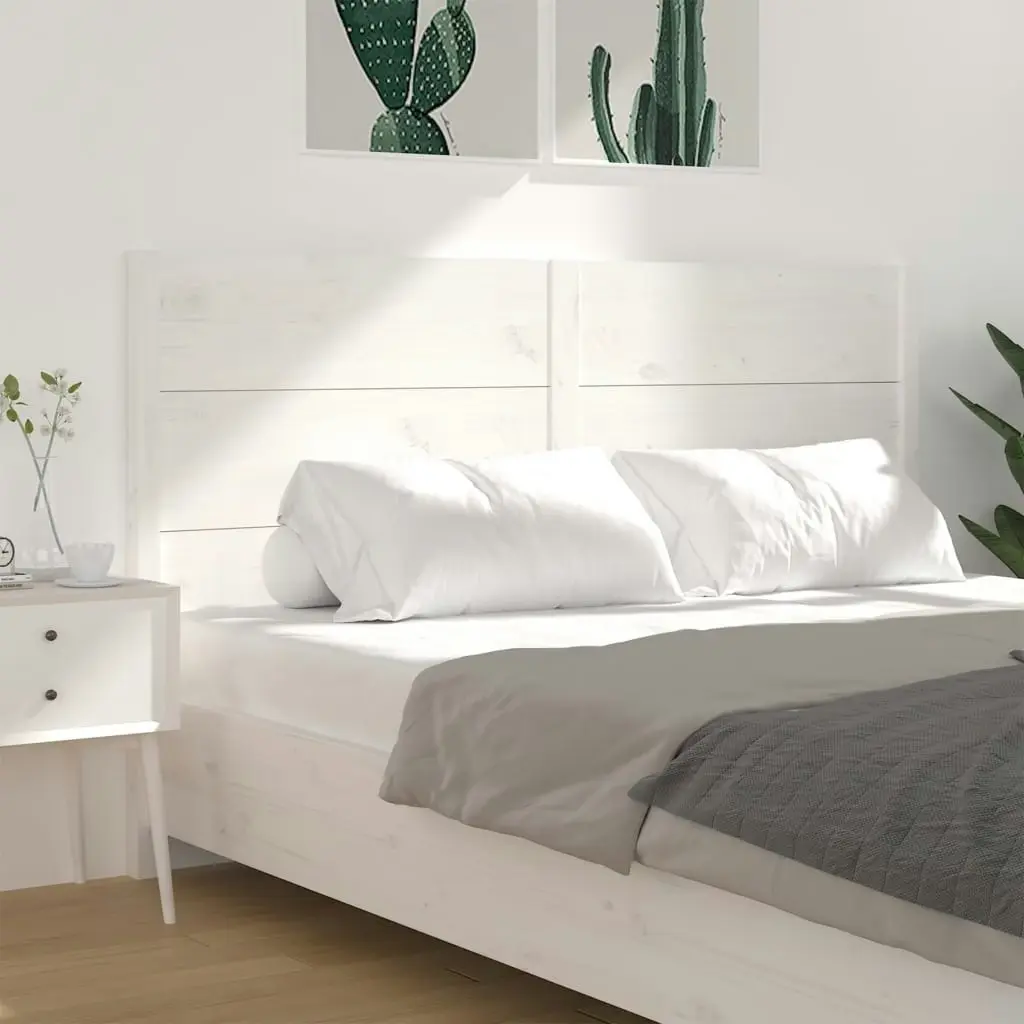 Headboard White 141x4x100 cm Solid Wood Pine 818716